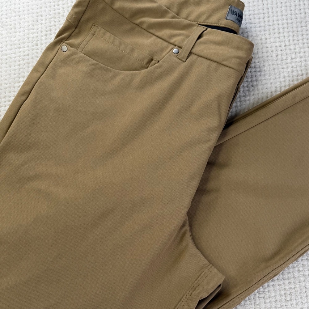 VRST Mens Slim Fit Limitless 5-Pocket Pants Tan Khaki 36x30 Stretch Sorona